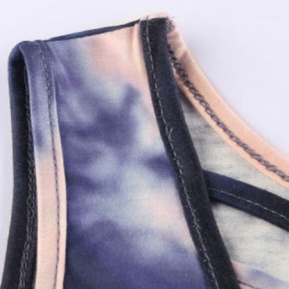 💝Blue and Pink tie dye Cross Front tank - Picture 8 of 9